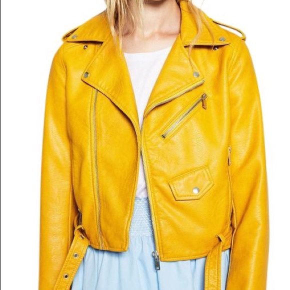 Zara vegan leather jacket like new! Mustard Yellow - Picture 6 of 8